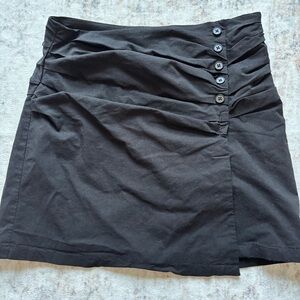 Classic Black Button-Detail Wrap Skirt - Women